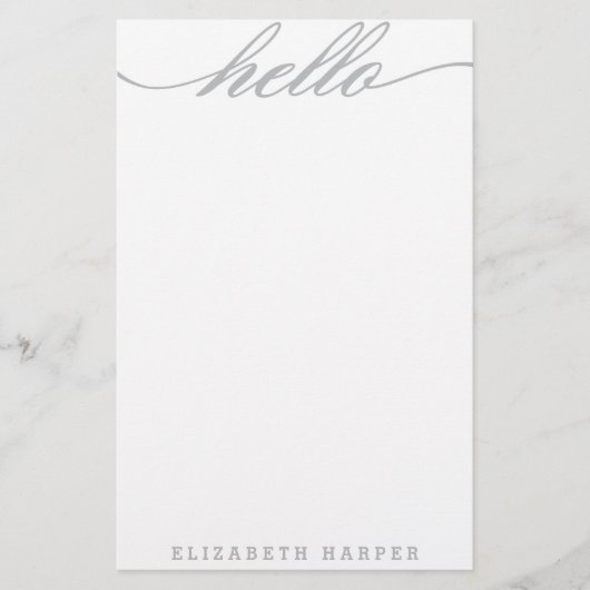 Zilver "Hallo" Personal Stationery Briefpapier (Voorkant)