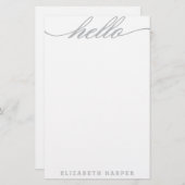 Zilver "Hallo" Personal Stationery Briefpapier (Voorkant / Achterkant)