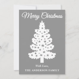 Zilver Handgeschreven Script Kerstboom Feestdagenkaart