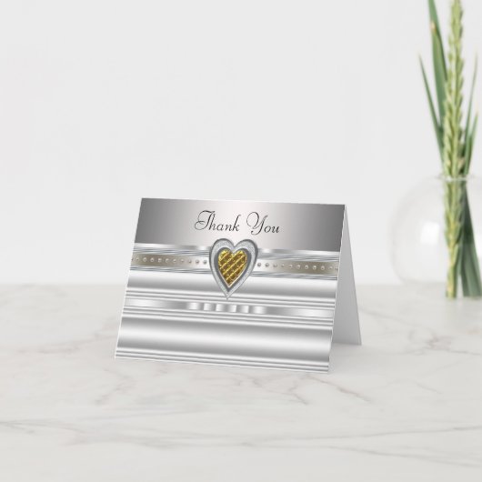 Zilver Hart Bedankkaarten Bedankkaart (Voorkant)