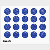 Zilver Hart Blauw En Wit Bedankt Favor Ronde Sticker (Vel)