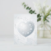 Zilver hart, briefkaart (Staand voorkant)