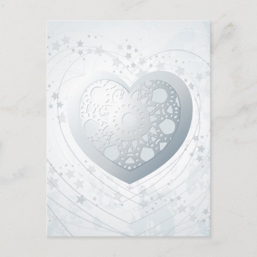 Zilver hart, briefkaart (Voorkant)