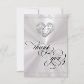Zilver Hart & Calligrafie op Wit Bedankkaart (Voorkant)