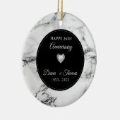 Zilver hart en gemarmerd keramisch ornament (Rechts)