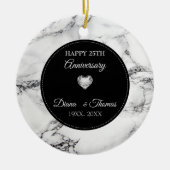 Zilver hart en gemarmerd keramisch ornament (Voorkant)