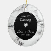 Zilver hart en gemarmerd keramisch ornament (Links)