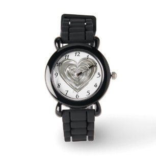 Zilver hart horloge