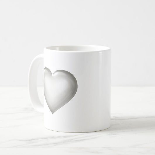 Zilver hart koffiemok (Voorkant links)