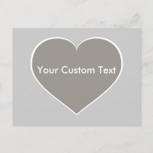 Zilver hart met witte omtrek briefkaart