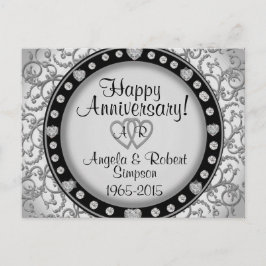 Zilver Hart Monogram | Jubileum Uitnodiging