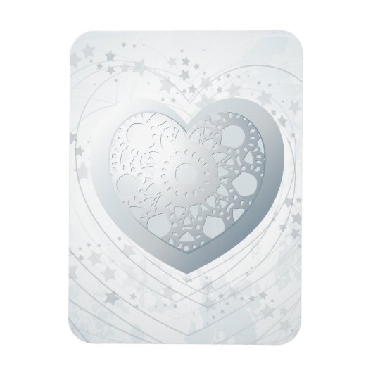 Zilver hart, Premium Magnet Magneet (Verticaal)