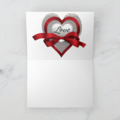 Zilver Hart Rode Lint Liefde Valentijnsdag Kaart (Binnen)