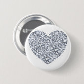 Zilver hart ronde button 5,7 cm (Voorkant /achterkant)