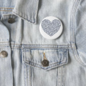 Zilver hart ronde button 5,7 cm (In situ)