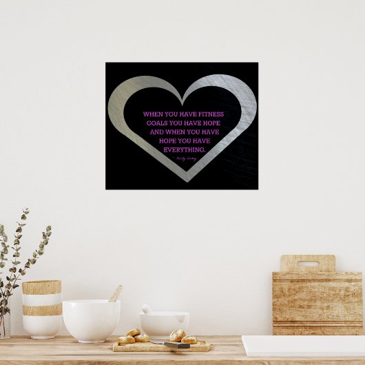 Zilver hart van fitness poster (Keuken)