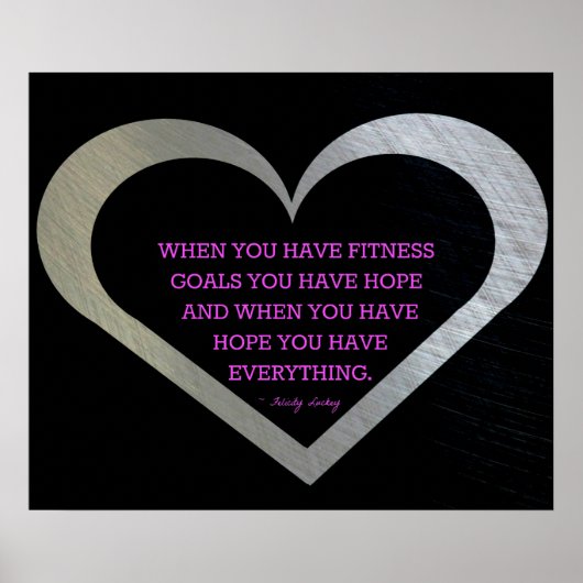 Zilver hart van fitness poster (Voorkant)