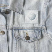 Zilver hart, vierkante knop button 5,1 cm (In situ)