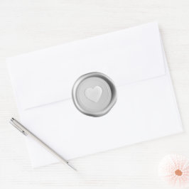 Zilver Hart Waszegel Trouw Envelope Stickers