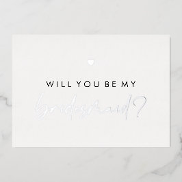 Zilver hart zal je mijn Bridesmaid zijn Folie Uitnodiging