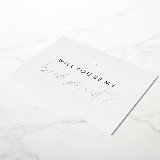 Zilver hart zal je mijn Bridesmaid zijn Folie Uitnodiging (Gedraaid)