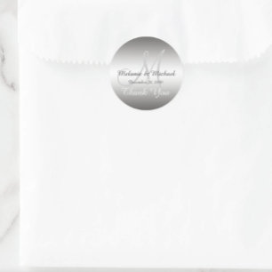 Zilver Hartelijk dank voor uw huwelijksmonogram St Ronde Sticker