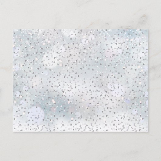 Zilver Hartjes Bedankt Foto Winter Baby Geboorte Aankondigingskaart (Achterkant)