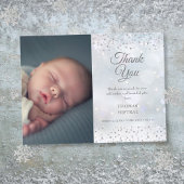 Zilver Hartjes Bedankt Foto Winter Baby Geboorte Aankondigingskaart