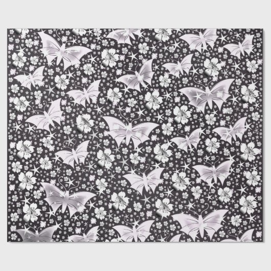 zilver, helder, glanzend, vlinders, exclusief cadeaupapier (Vlak)