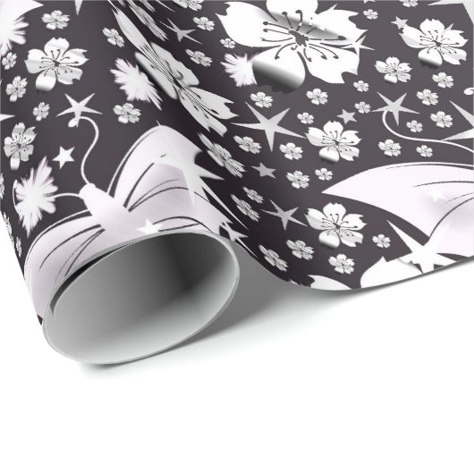 zilver, helder, glanzend, vlinders, exclusief cadeaupapier (Rol Hoek)