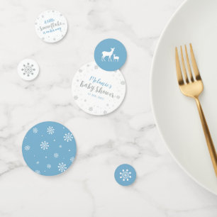 Zilver & Hemelblauwe Winter Sneeuwvlok Jongens Bab Confetti