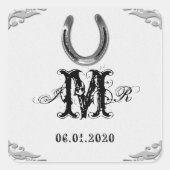 Zilver Hoefijzer Monogram Sticker (Voorkant)