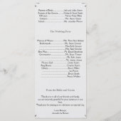 Zilver Hoefijzer op wit bruiloft programma Programmakaart (Achterkant)