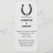 Zilver Hoefijzer op wit bruiloft programma Programmakaart (Voorkant)