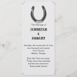 Zilver Hoefijzer op wit bruiloft programma Programmakaart