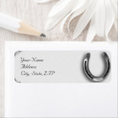 Zilver Hoefijzer op Wit Etiket (Insitu)