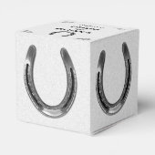 Zilver Hoefijzer op witte bruiloft gunst doos Bedankdoosjes (Achterkant)