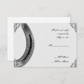 Zilver Hoefijzer op Witte Bruiloft Respons Kaart (Voorkant / Achterkant)