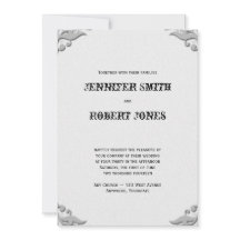 Zilver Hoefijzer op Witte Huwelijksuitnodiging
