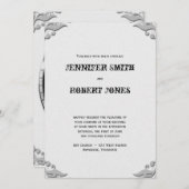 Zilver Hoefijzer op Witte Huwelijksuitnodiging Kaart (Voorkant / Achterkant)