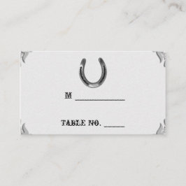 Zilver Hoefijzer op witte trouwplaats kaarten Plaatskaartje