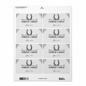 Zilver Hoefijzer op witte waterflesetiket Etiket (Full Sheet)