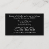 Zilver hoefijzer op zwart denim visitekaartje (Achterkant)