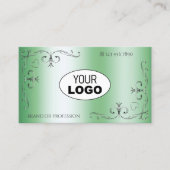 Zilver  hoeken met Logo lichtgroen Visitekaartje (Voorkant)