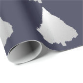 Zilver Holiday Navy Blue Kerstmis Cadeaupapier (Rol Hoek)