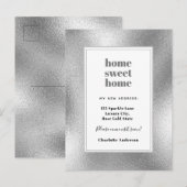 Zilver home, zoete nieuwe thuisbeweging aankondigingskaart (Voorkant / Achterkant)