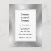 Zilver home, zoete nieuwe thuisbeweging aankondigingskaart (Voorkant)