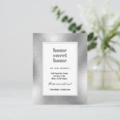 Zilver home, zoete nieuwe thuisbeweging aankondigingskaart (Staand voorkant)