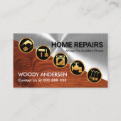 Zilver Hout Diagonaal Goud Handyman Gereedschap Visitekaartje (Voorkant)