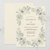 Zilver Houtskool Blad Eucalyptus Bruiloft Kaart (Voorkant / Achterkant)